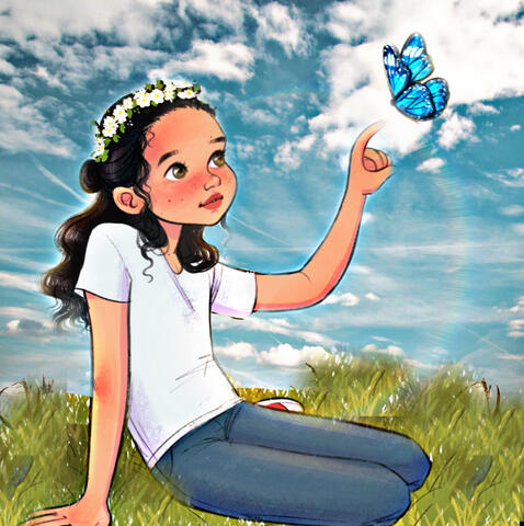 Stay in My Shadow/ Background and rainbow add by me using Pic Art.